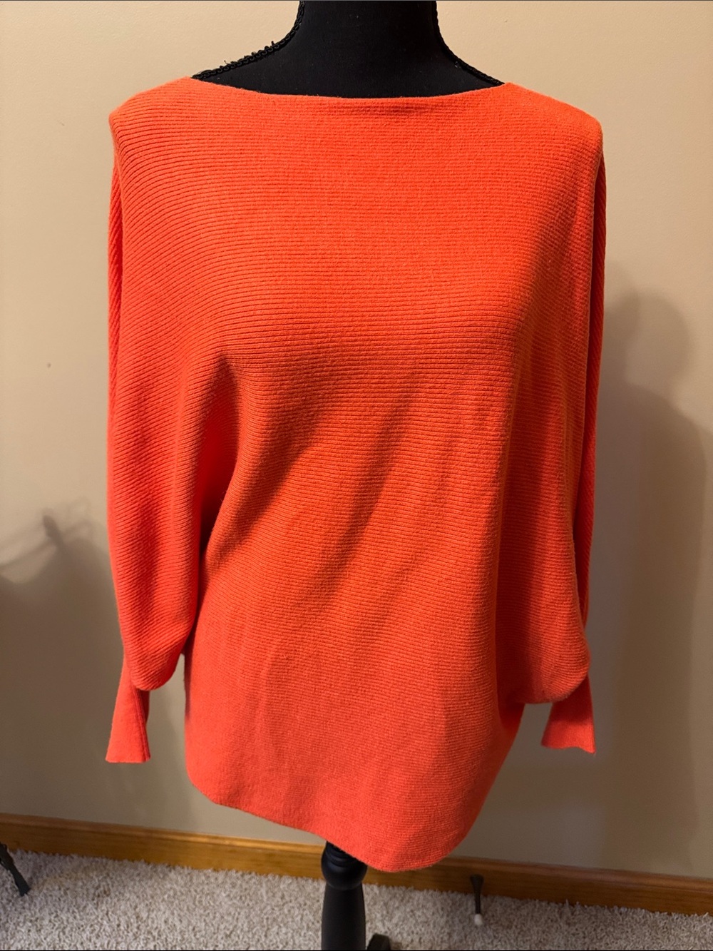 Kerisma Bright Orange Off-the-Shoulder Boatneck Sweater